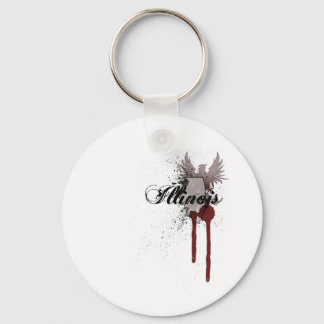 Grunge Blood Splatter Illinois Keychain