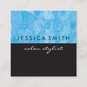 Grunge Blue Black Two Tone Square Business Card