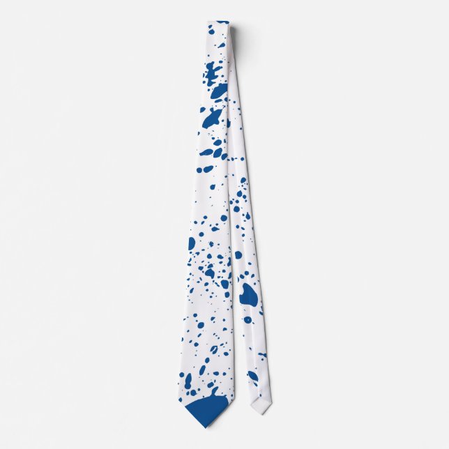 Grunge Blue Ink Paint Splattering Blotches  Tie (Front)