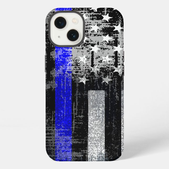 Grunge Blue Line Flag iPhone Case (Back)