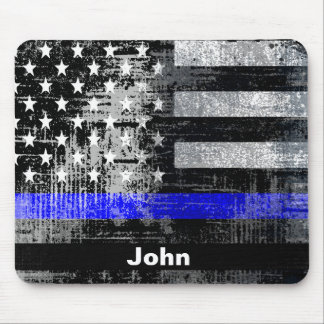 Grunge Blue Line Name Mousepad