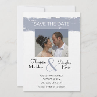 Grunge Blue -photo save the date card