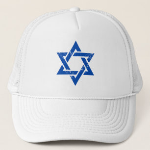 Grunge Blue Star of David Trucker Hat