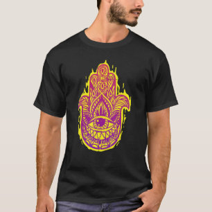 Grunge Boho Hamsa Hand Chakra Evil Eye Hand Of Fat T-Shirt