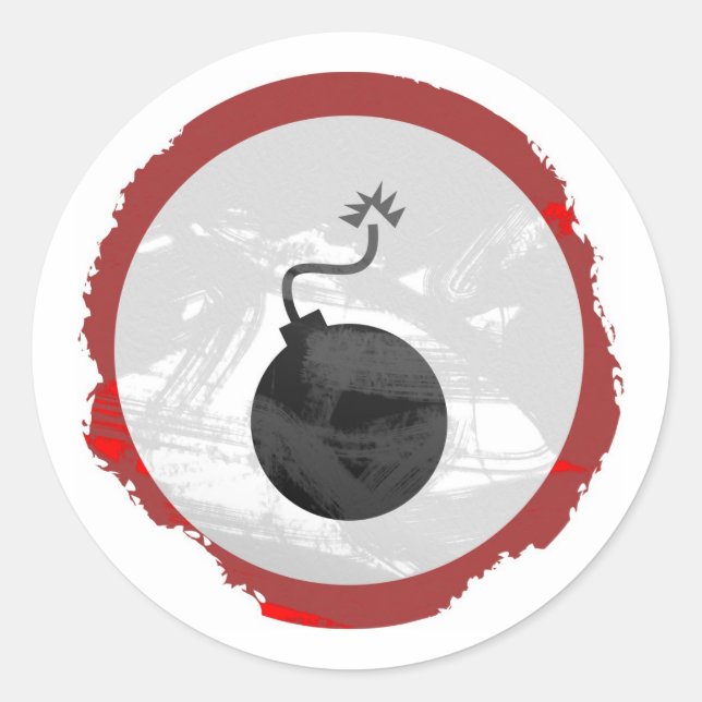 Grunge Bomb Sign Classic Round Sticker (Front)