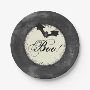  Grunge Boo Halloween Paper Plate