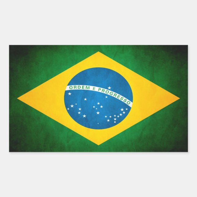 Grunge Brazil Flag Rectangular Sticker (Front)