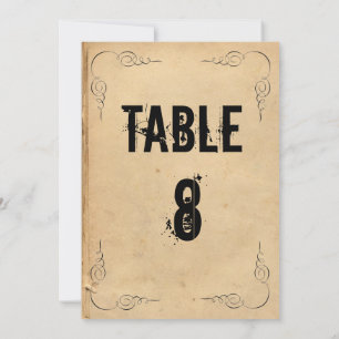 Grunge Brown Paper Wedding Table Number