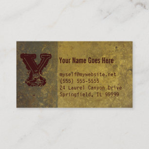 grunge business card, grey, yellow and burgundy card