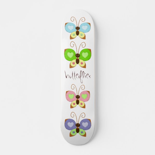 Grunge Butterflies Skateboard (Front)