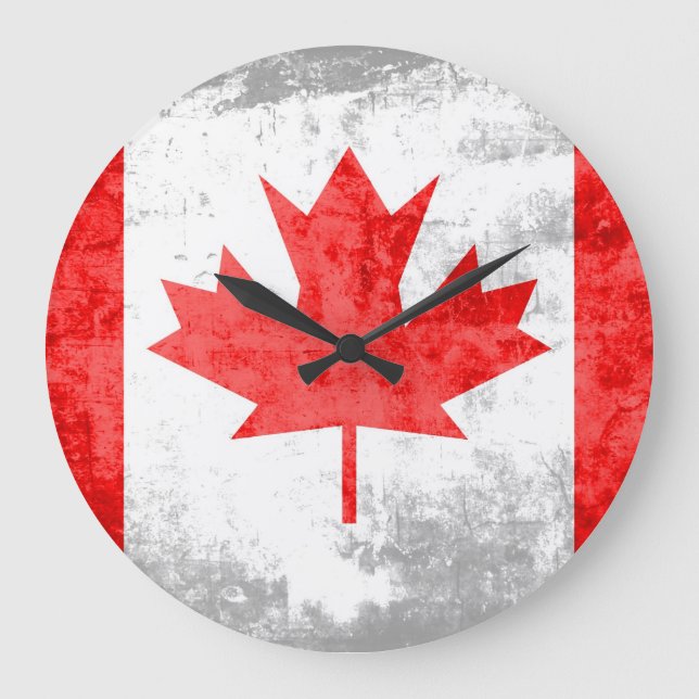 Grunge Canada Flag 2 Large Clock (Front)