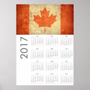 Grunge Canada Flag Calendar 2017 Poster