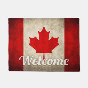 Grunge Canada Flag - Retro Canadian Maple Leaf Doormat