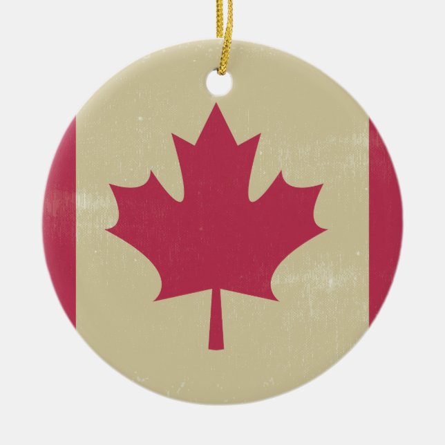 grunge canadian flag ceramic tree decoration (Front)