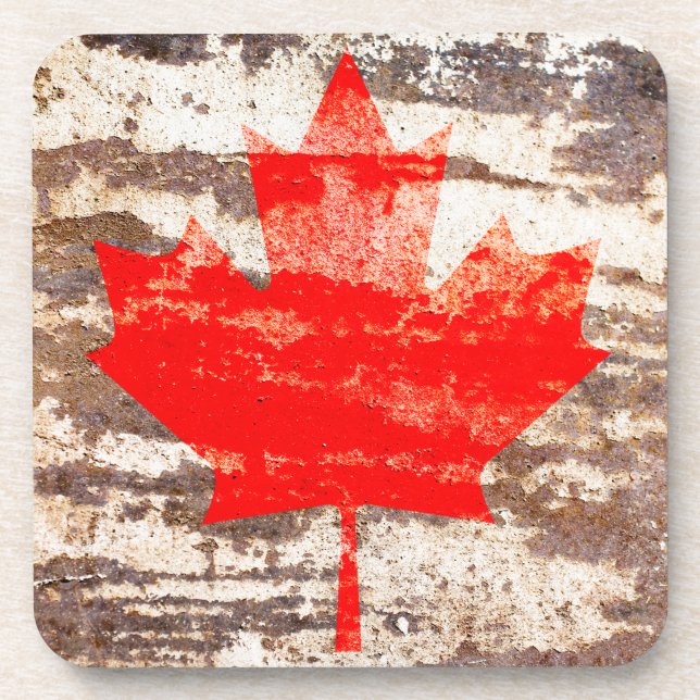 Grunge Canadian flag Coaster (Front)