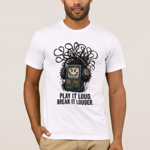 Grunge Cassette Player with Spiked Headphones T-Shirt