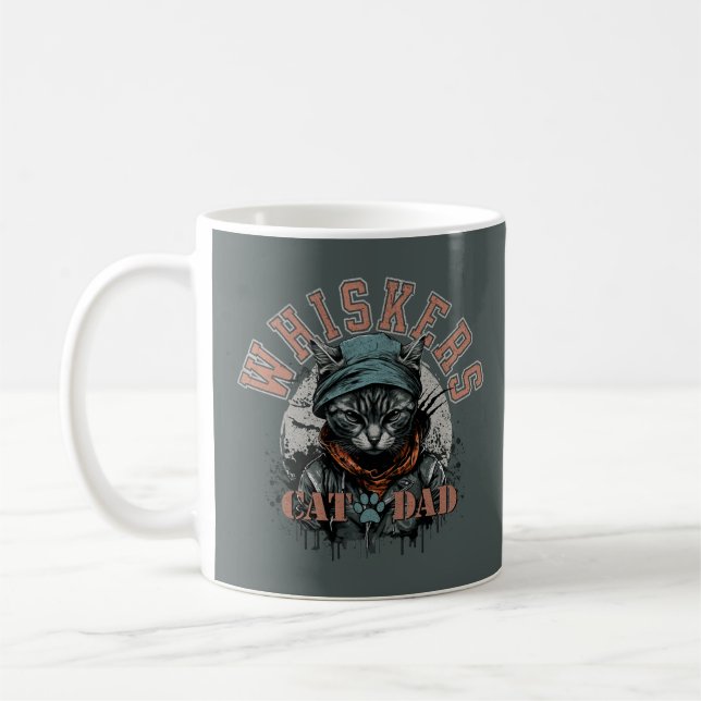 Grunge Cat Dad Coffee Mug (Left)