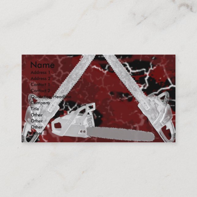 GRUNGE CHAINSAWS AND BLOOD! BUSINESS CARD (Front)