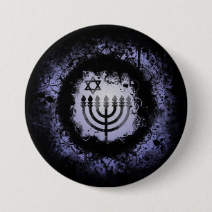 Grunge Chanukah Menorah 7.5 Cm Round Badge