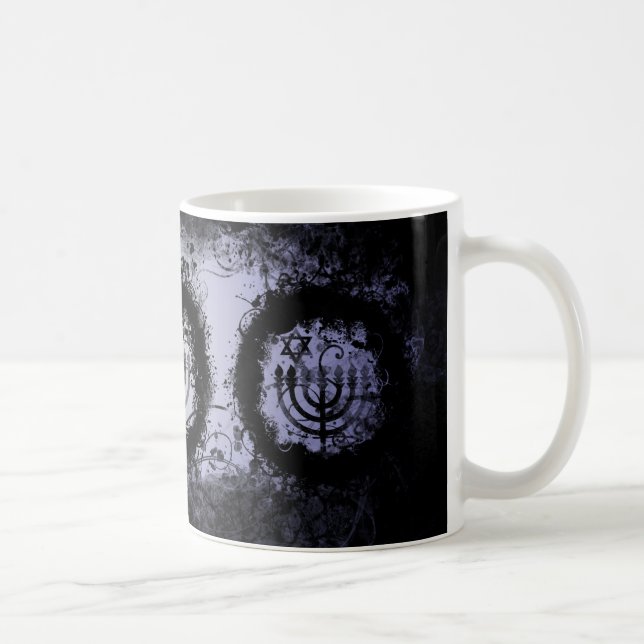 Grunge Chanukah Menorah Coffee Mug (Right)