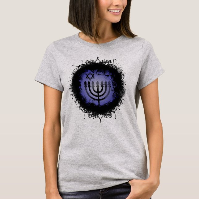 Grunge Chanukah Menorah T-Shirt (Front)