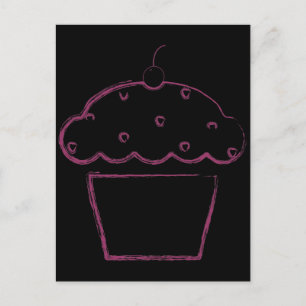 grunge cherry cupcake postcard