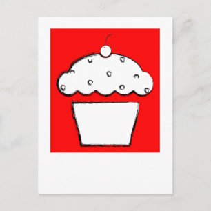grunge cherry cupcake postcard