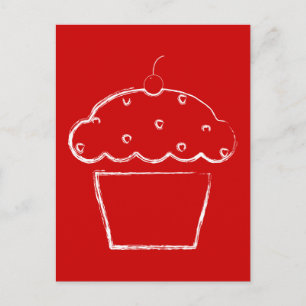 grunge cherry cupcake postcard