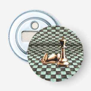 Grunge  Chessboard and Chess Pieces Bottle Opener