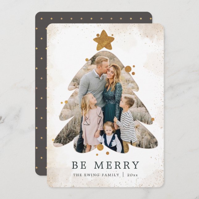 Grunge Christmas Tree Frame Photo card (Front/Back)