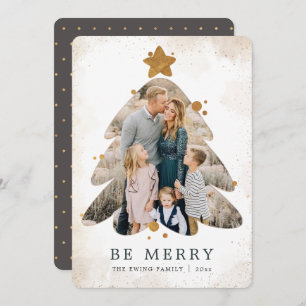 Grunge Christmas Tree Frame Photo card