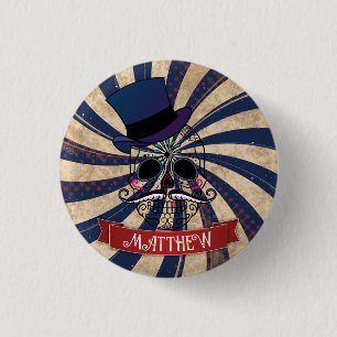 Grunge Circus Sugar Skull Ringmaster Personalised 3 Cm Round Badge