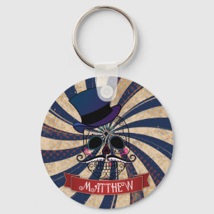 Grunge Circus Sugar Skull Ringmaster Personalised Key Ring