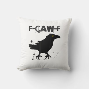 Grunge Coffee F-Caw-F Crow Adult Humour Graphic Te Cushion