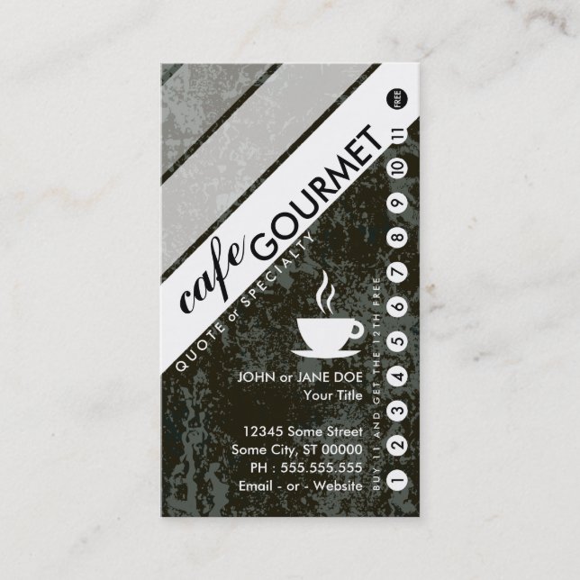 grunge COFFEE punchcard : (buy 11 get 1 free) Loyalty Card (Front)
