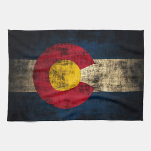 Grunge Colorado Flag Tea Towel