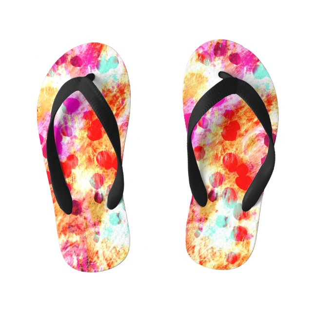 Grunge colour dot texture background kid's jandals (Footbed)