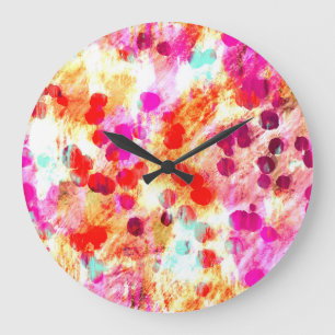 Grunge colour dot texture background large clock