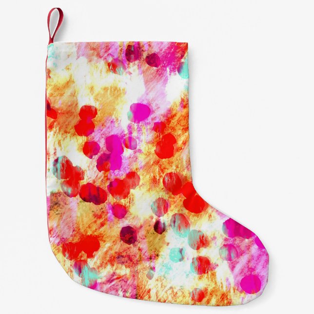 Grunge colour dot texture background small christmas stocking (Front)