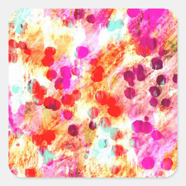Grunge colour dot texture background square sticker (Front)