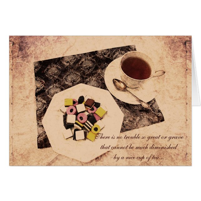 grunge colourful sweets and a cup of tea card (Front Horizontal)