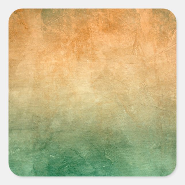Grunge Colours - Orange & Green Square Sticker (Front)