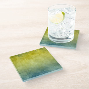 Grunge Colours - Yellow & Blue Glass Coaster