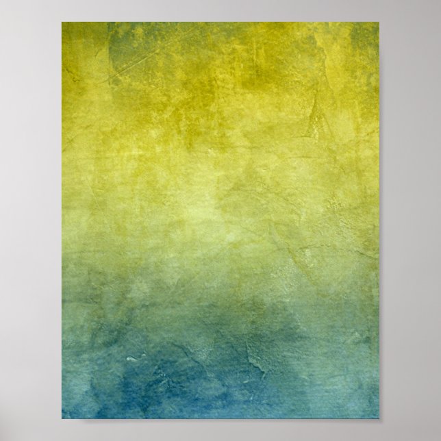 Grunge Colours - Yellow & Blue Poster (Front)