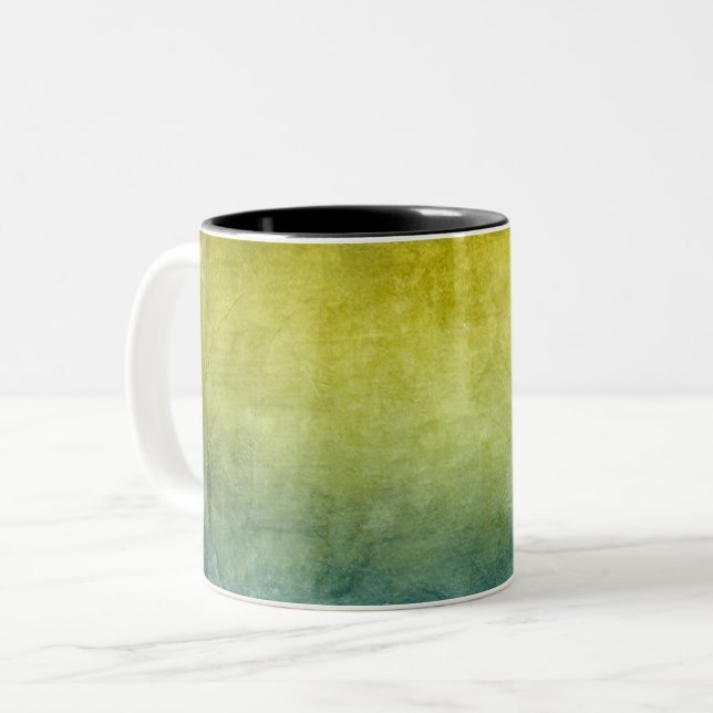 Grunge Colours - Yellow & Blue Two-Tone Coffee Mug (Front Left)