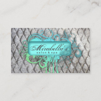 Grunge Concrete Flower Salon Spa Grey Blue Business Card