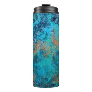 Grunge Copper Patina and Turquoise Distressed Thermal Tumbler