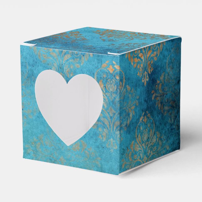 Grunge Copper Patina and Turquoise Favour Box (Front Side)