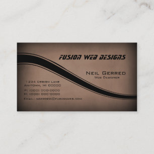 Grunge Curves Business Card, Mocha Card