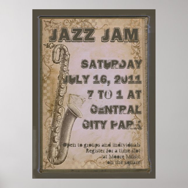 Grunge Customisable Jazz Music Festival Poster (Front)